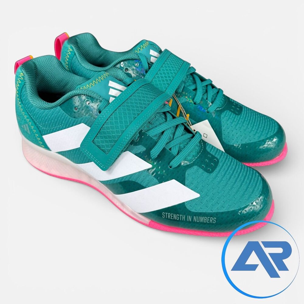 Adidas Adipower Weightlifting 3 Shoes Men's Size 9.5 Teal White Pink JP9871